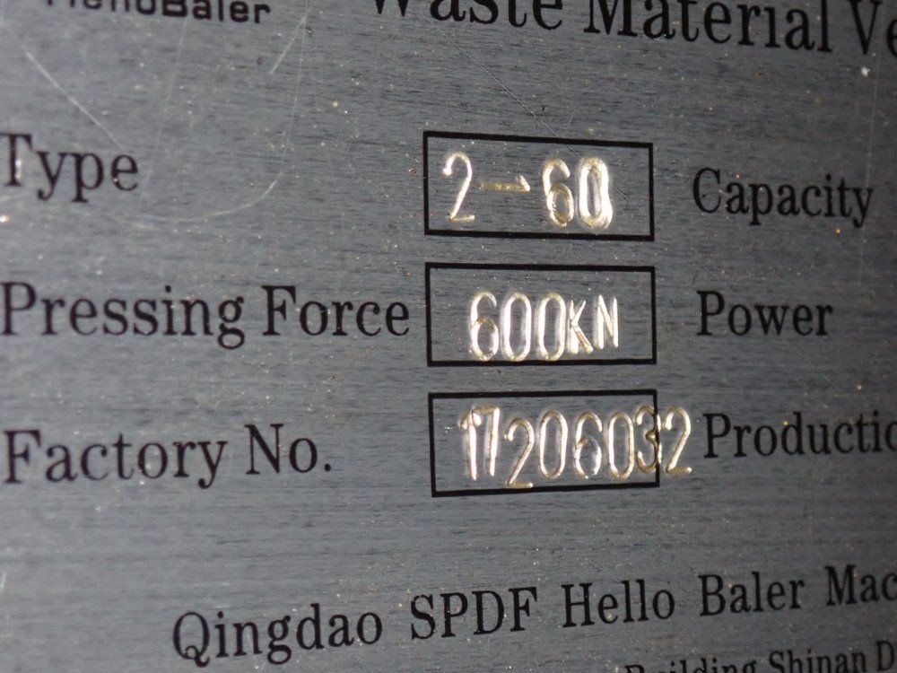 Qingdao Spdf Hello Baler Machinery Co 30" X 48" Horizontal Baler - 2-60