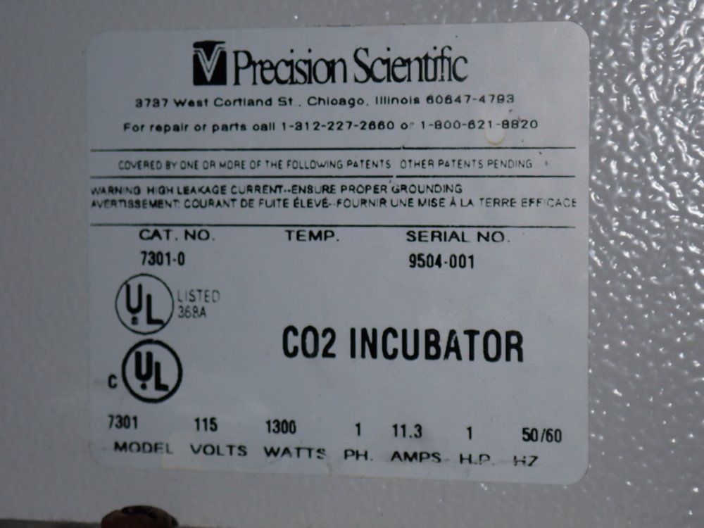 Napco (2) 15" X 17" X 23" Chambers Co2 Incubator - 730