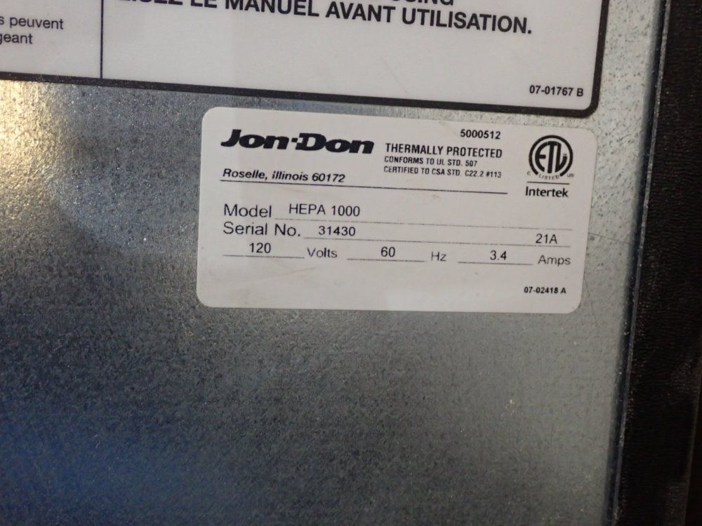 Hepa 1000cfm Air Scrubber - Hepa1000