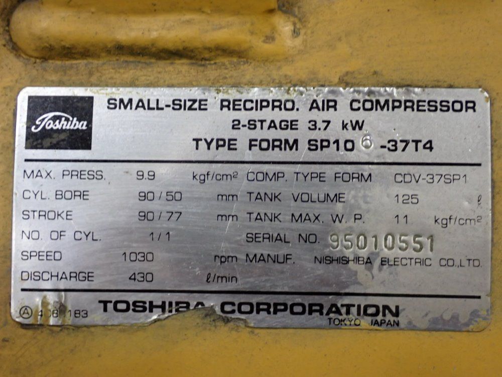 Toshiba Corp. Air Compressor - Sp106-37t4
