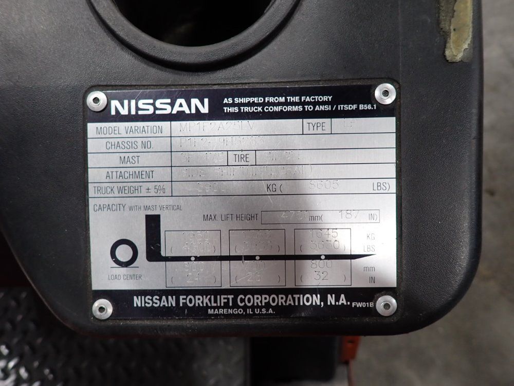 Nissan 4300 Lbs Propane Forklift - Mp1f2a25lv
