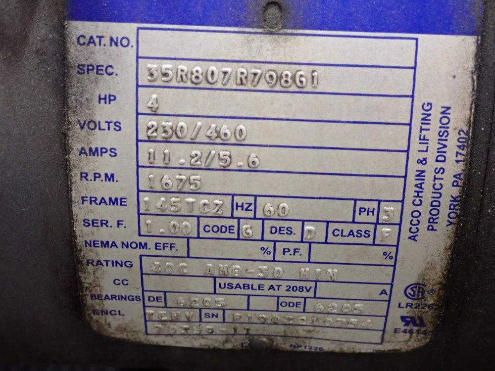 Acco Cable Hoist - Speedway