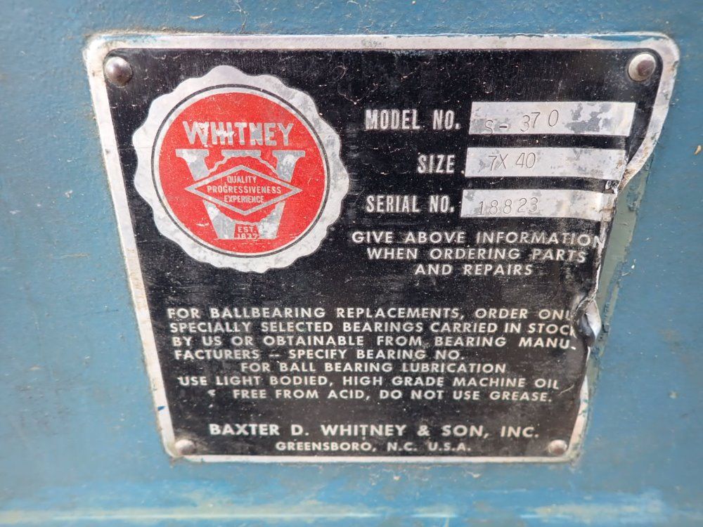 Whitney 7"x40" Planer - S-370