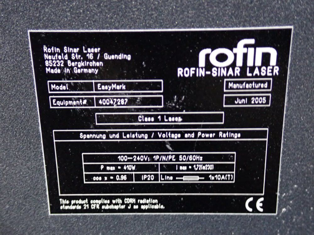 Rofin Laser Marking System - Easymark