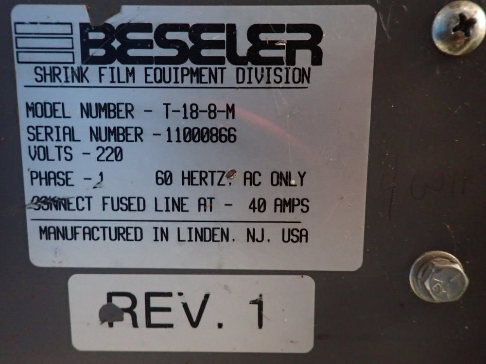 Beseler 40a Heat Shrink Tunnel - T-18-8