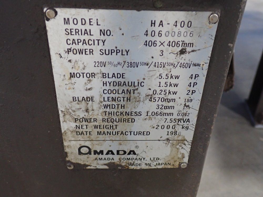 Amada 23"x16 1/2" Horizontal Band Saw - Ha-400