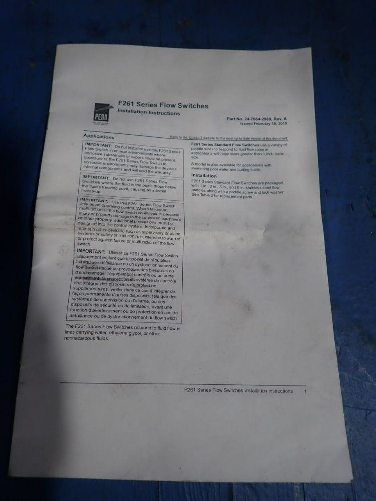 Johnson Controls Flow Switch - F61mg-1c