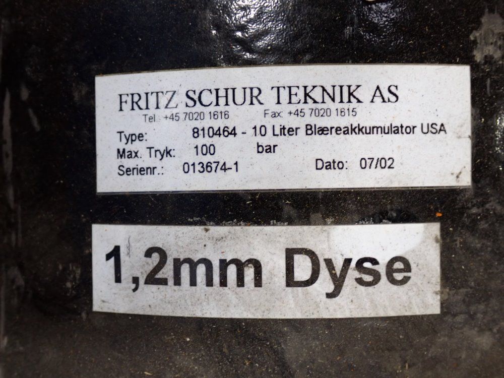 Fritz Schur Energy Nitrogen Compressed Accumulators