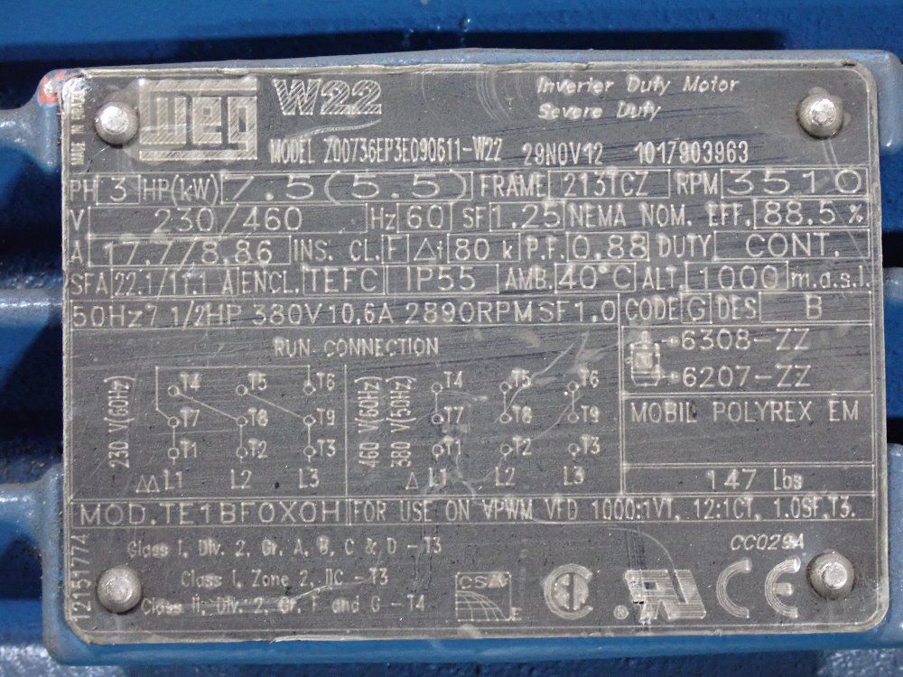 Weg 7.5 Hp Motor - Z00736ep3e090611-w22