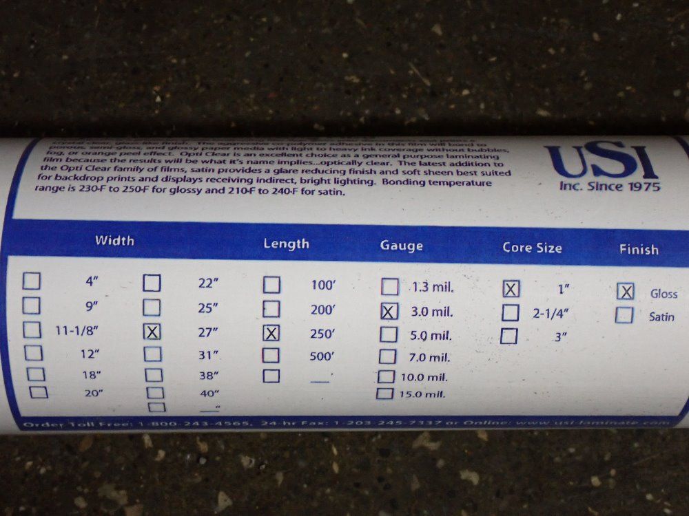 Used Usi Laminating Film HGR Industrial Surplus