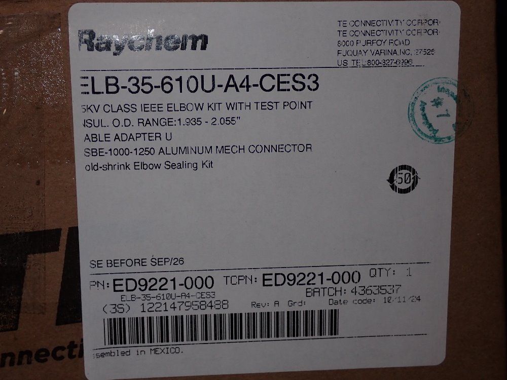 Te Connectivity Cold Shrink Elbow Sealing Kit - Elb-35-610u-a4-ces3