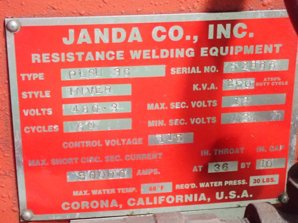 Janda 250 Kva Plsl 36 Seam Welder - Plsl 36