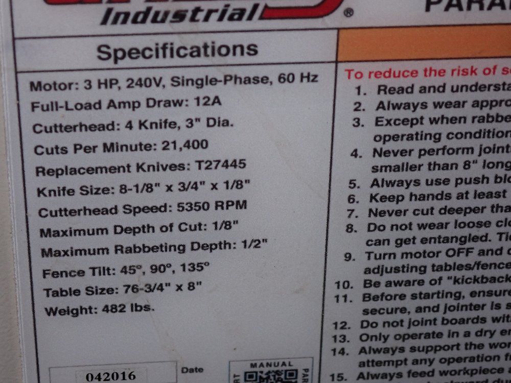 Grizzly Jointer