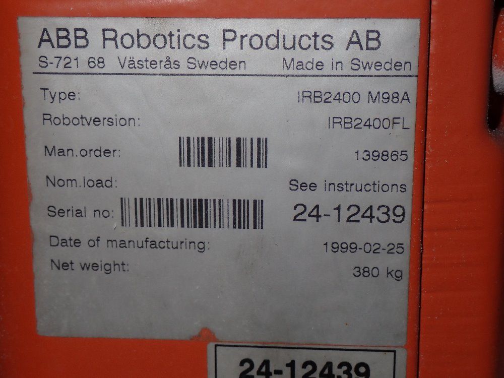 Abb 1999 Abb Irb2400 M98a Robot