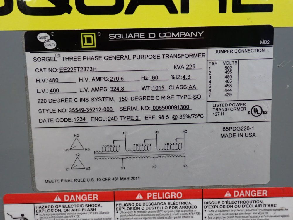 Square D Square D 225 Kva Transformer
