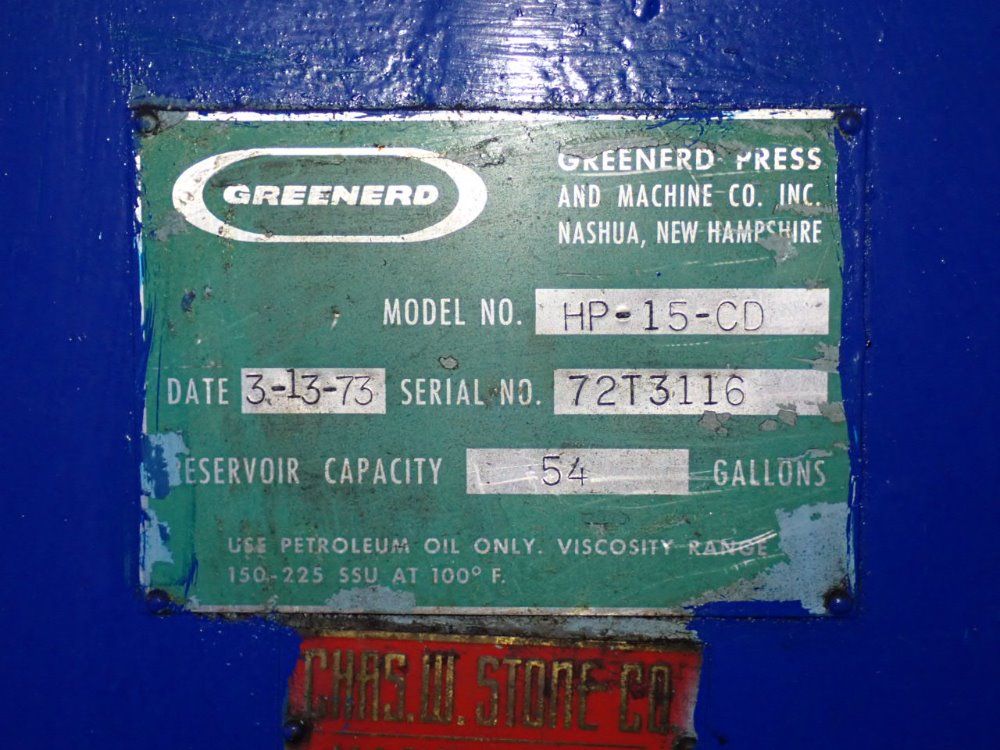 Greenerd 1973 Greenerd Hp15cd Hydraulic Press