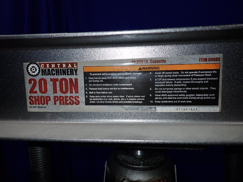 Central Machinery Shop Presshydraulic Bottle Jack