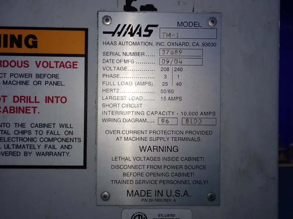 Haas 2004 Haas Tm1 Cnc Vmc