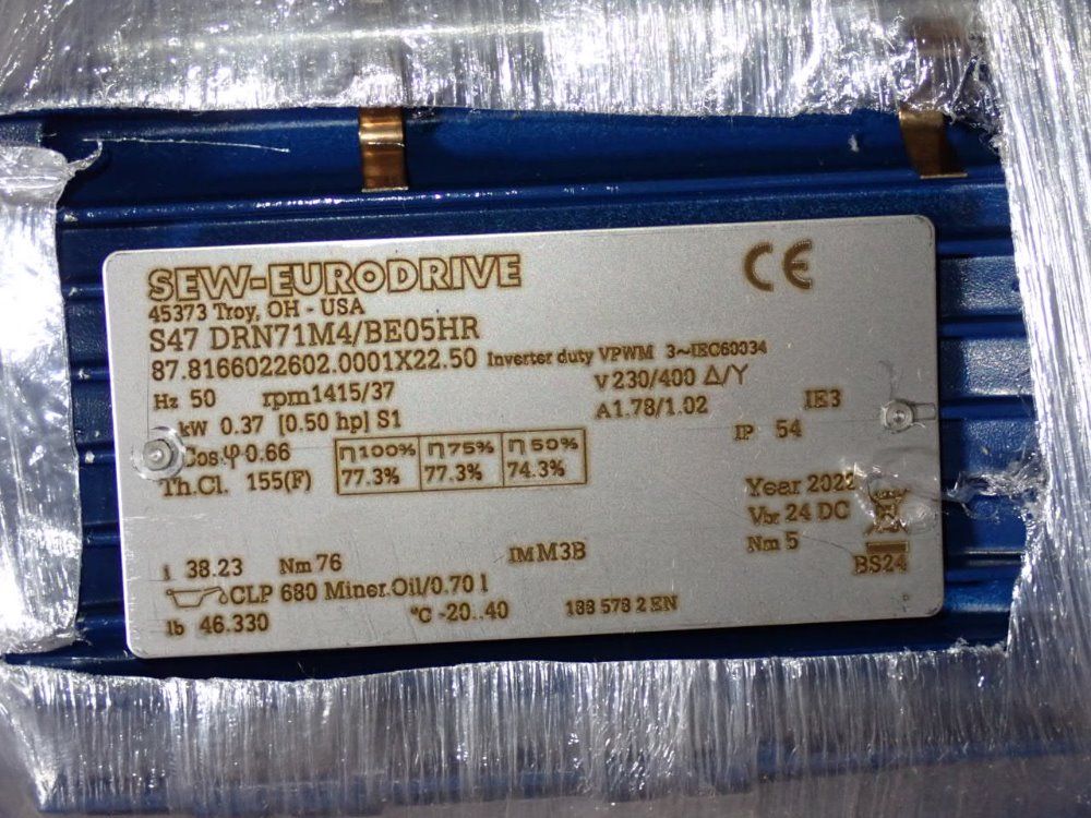 Sew-eurodrive 0.50 Hp Gear Drive - S47drn714m4/be05hr