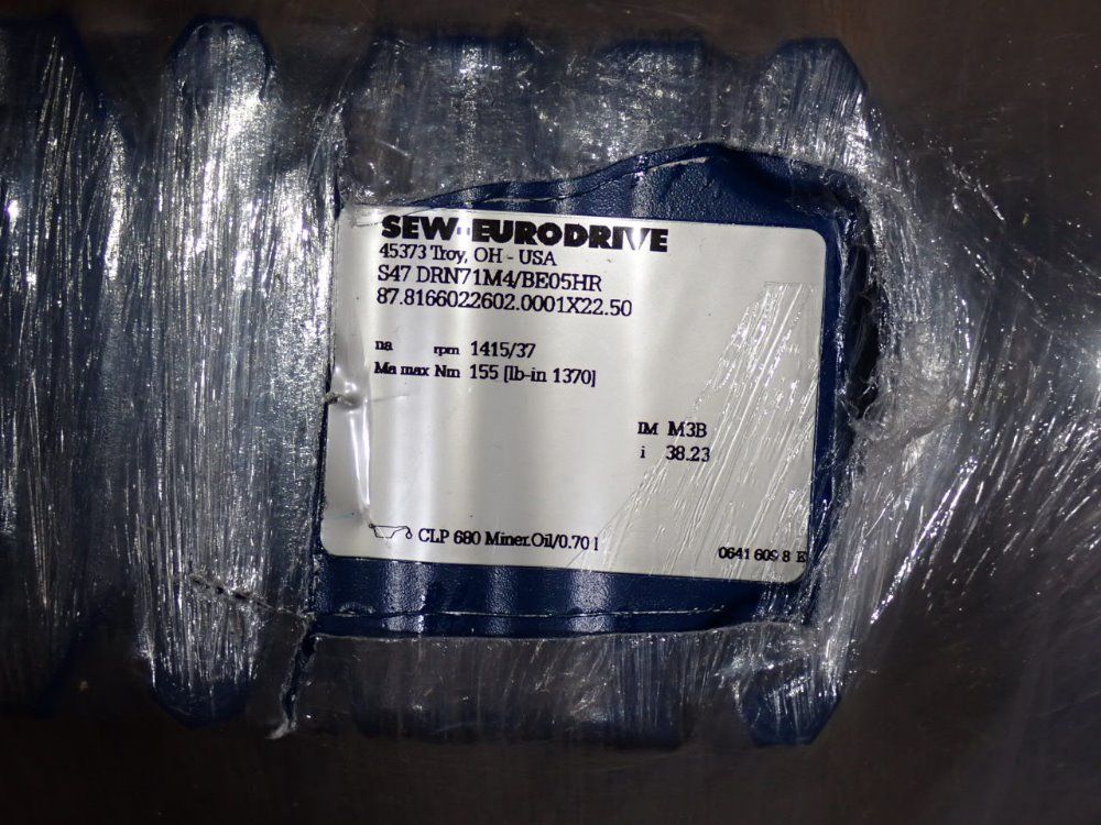 Sew-eurodrive 0.50 Hp Gear Drive - S47drn714m4/be05hr