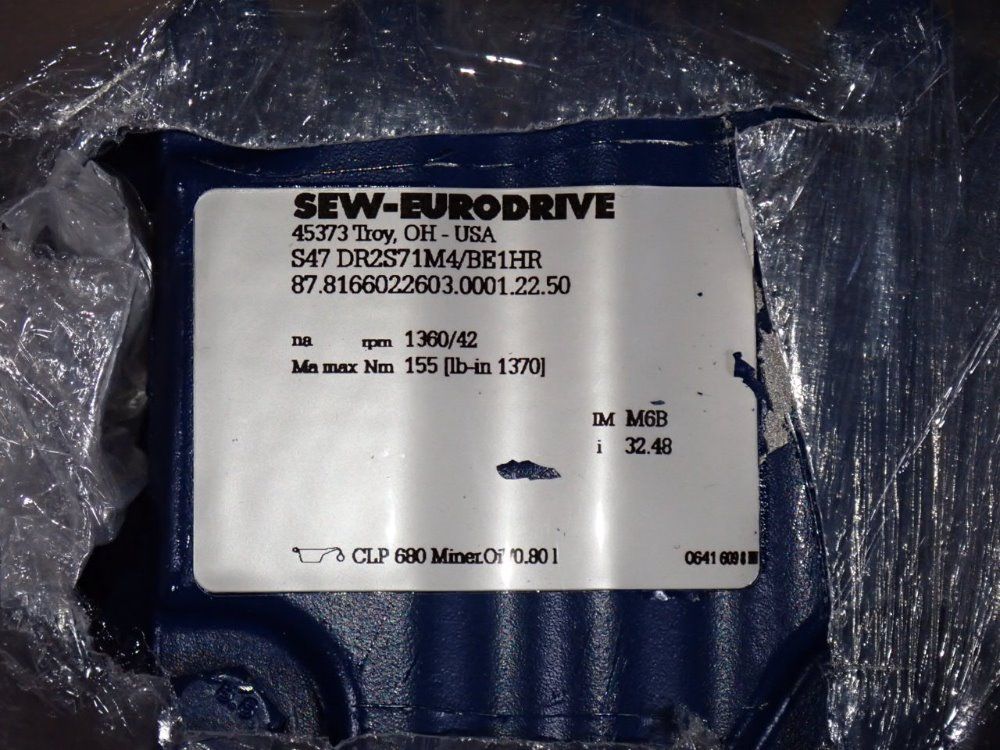 Sew-eurodrive Gear Drive - S47drs71m4/be1hr