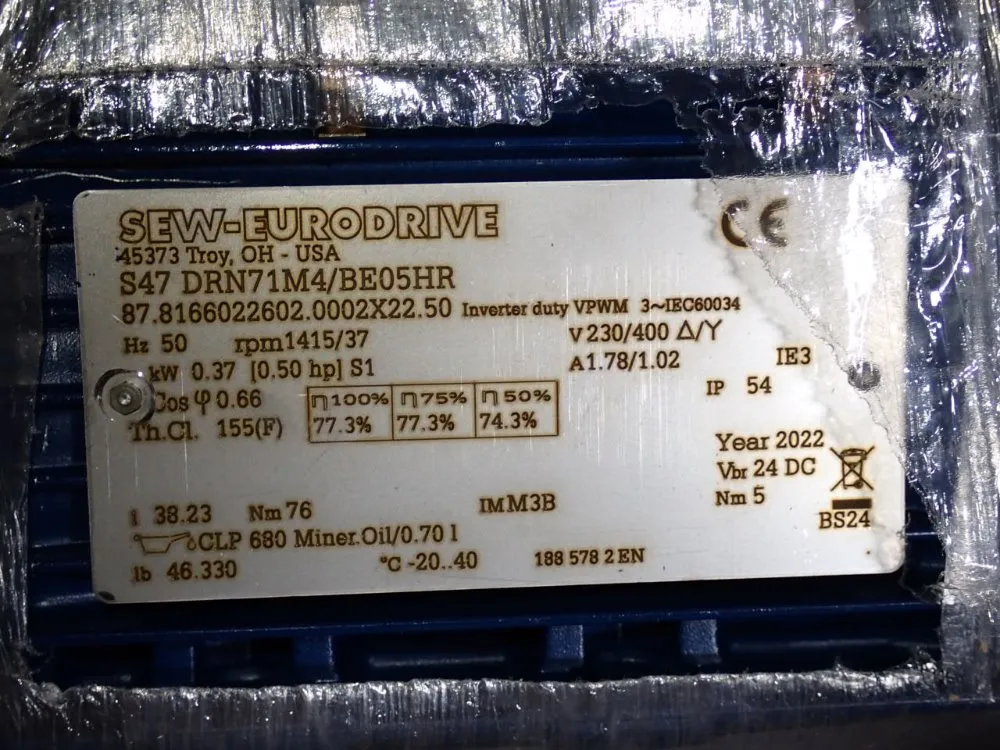 Sew-eurodrive 0.50 Hp Gear Drive - S47drn71m4/be05hr