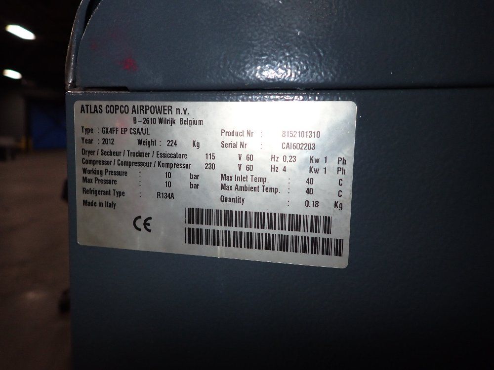 Atlas Copco 2012 Atlas Copco Gx4ff Air Compressor