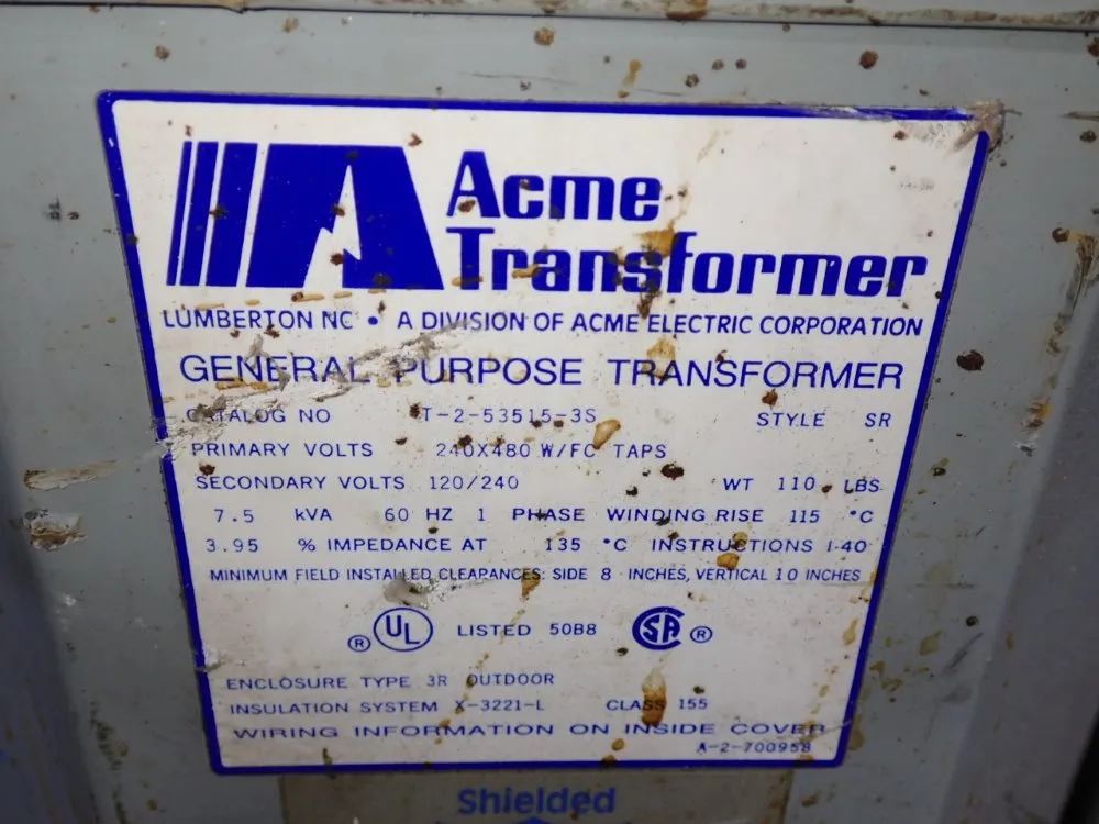 Acme 7.5 Kva Transformer - T-2-53515-3s