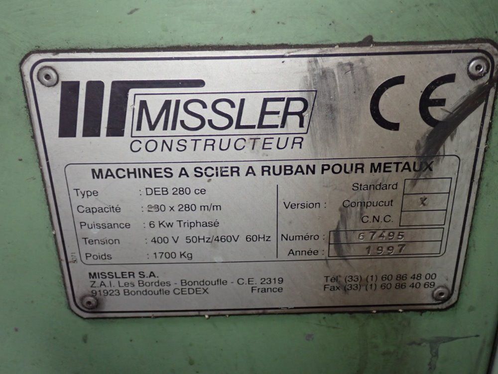 Missler 1997 Missler Deb 280ce Horizontal Band Saw
