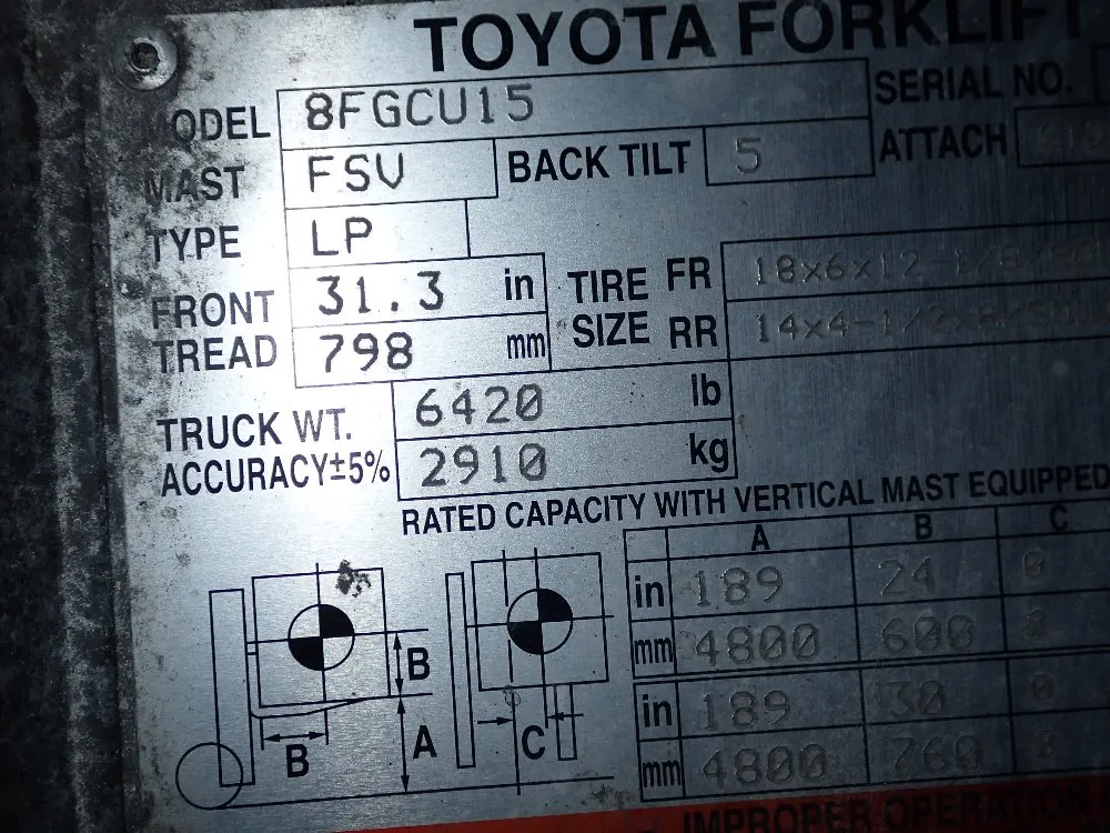 Toyota Toyota 8fgcu15 Propane Forklift