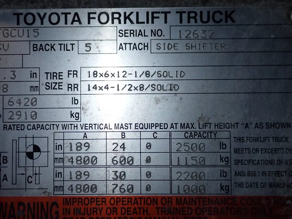 Toyota Toyota 8fgcu15 Propane Forklift