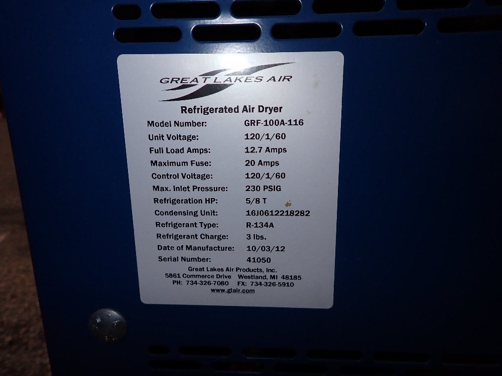 Great Lakes Air Refrigerated Air Dryer