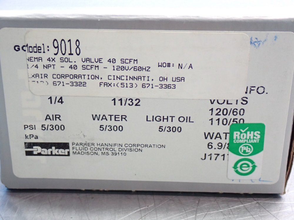 Parker Psi 5/300 Gold Ring Solenoid Valve - 9018