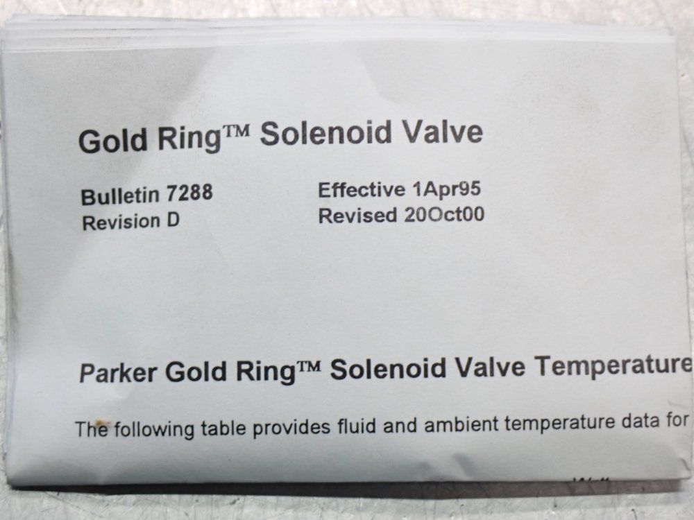 Parker Psi 5/300 Gold Ring Solenoid Valve - 9018