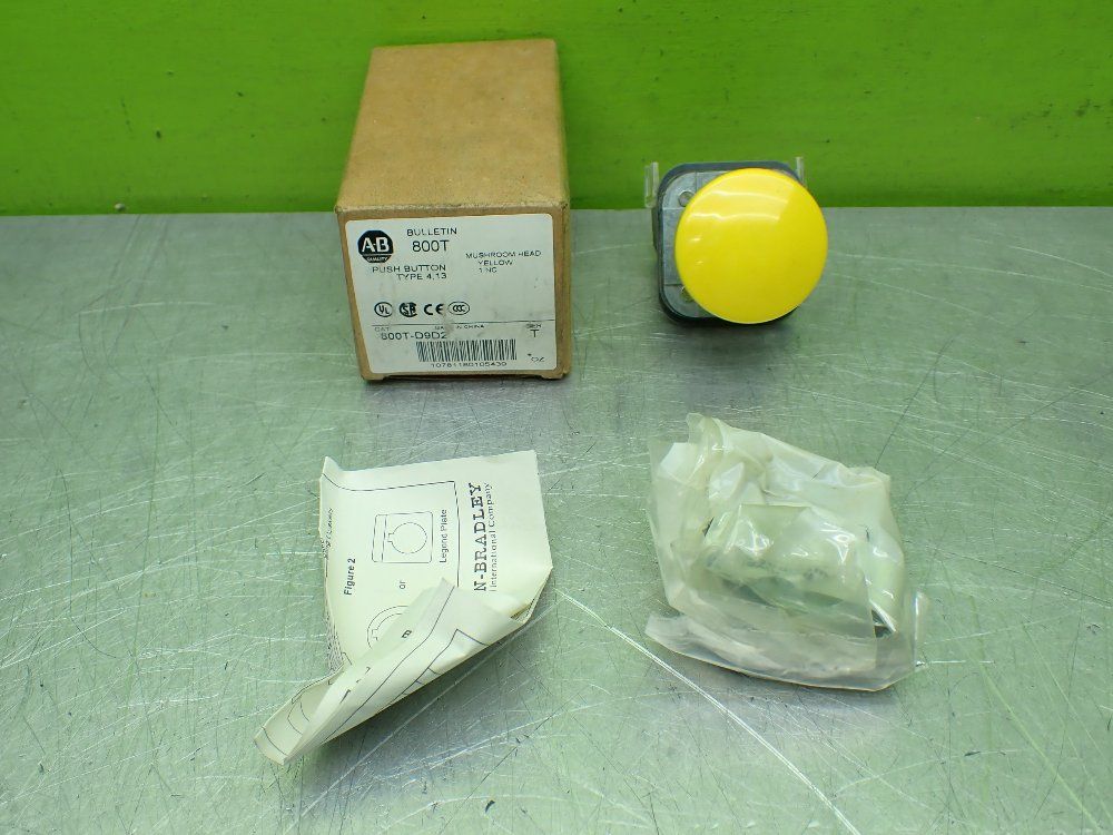 Allen-bradley Yellow Mushroom Head Push Button. Type 4,13 - 800t-d9d2