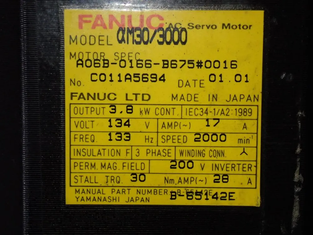 Fanuc 3.8 Kw Servo Motor - Am30/3000