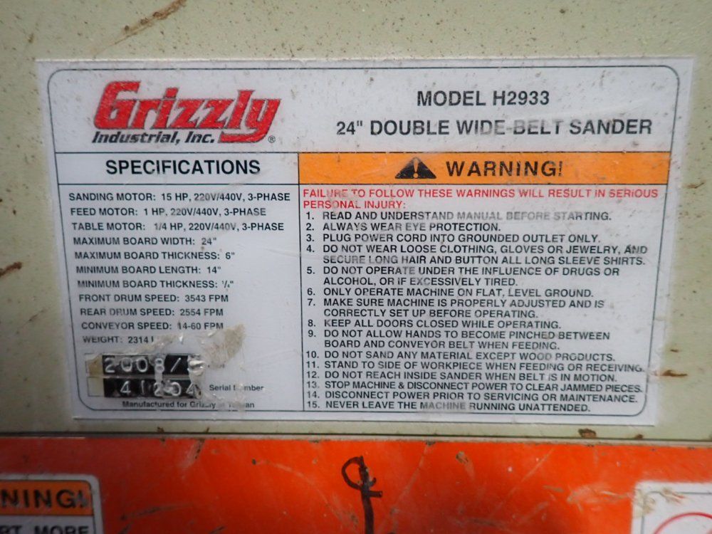 Grizzly Industrial 2008 Grizzly H2933 Belt Sander