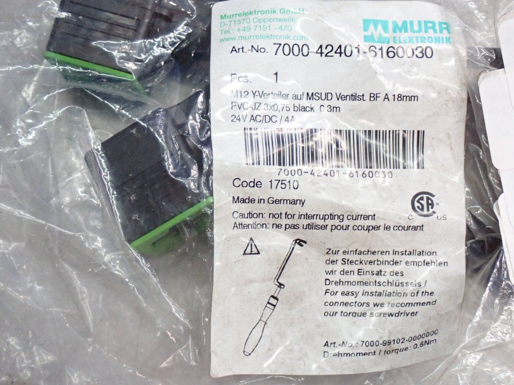 Murr Elektronik  Valve Plug Cable 18mm M12