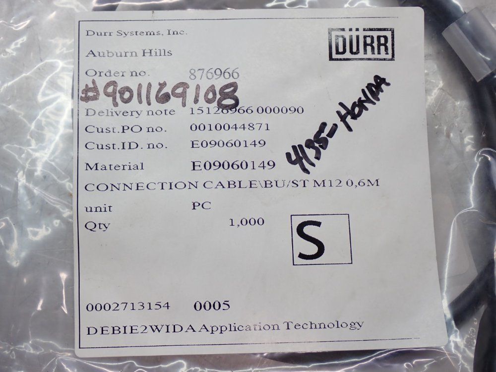 Durr Systems Connection Cable - E09060149