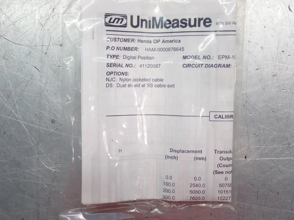 Unimeasure Digital Position Encoder - Emp-10000-njc-ds