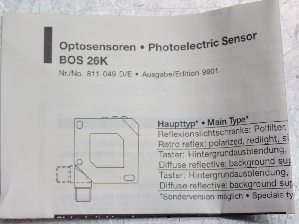 Balluff Block Style Optical Sensor - Bos-26k-na-1hc-s4-c
