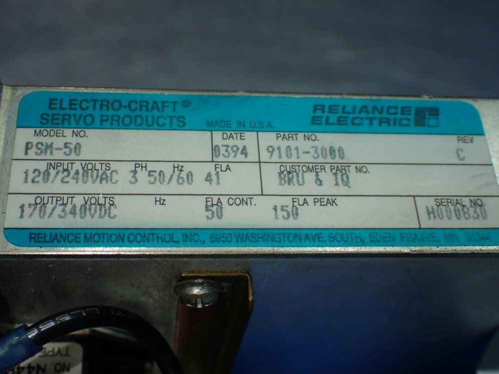Reliance Electric Electro-craft Power Supply Module - 9101-3000