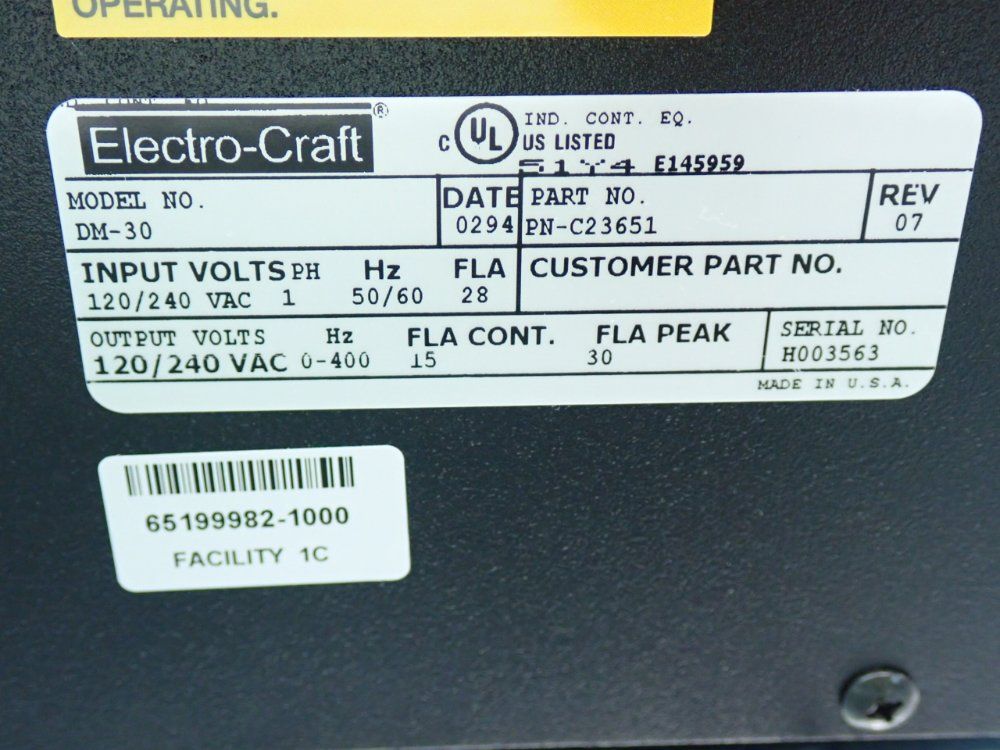 Electro-craft Brushless Servo Drive - Dm-30