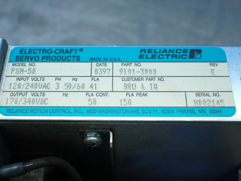 Reliance Electric Electro-craft Power Supply Module - 9101-3000