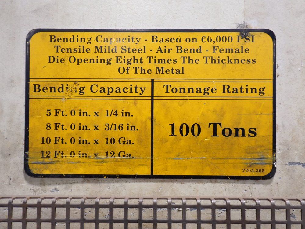 Wysong & Miles Company 100 Tons / 120" Press Brake - Mth100-120