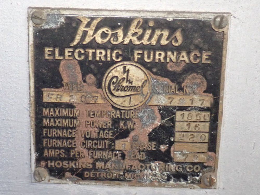 Hoskins Manufacturing Co 1850°f Electric Furnace - Fr 207