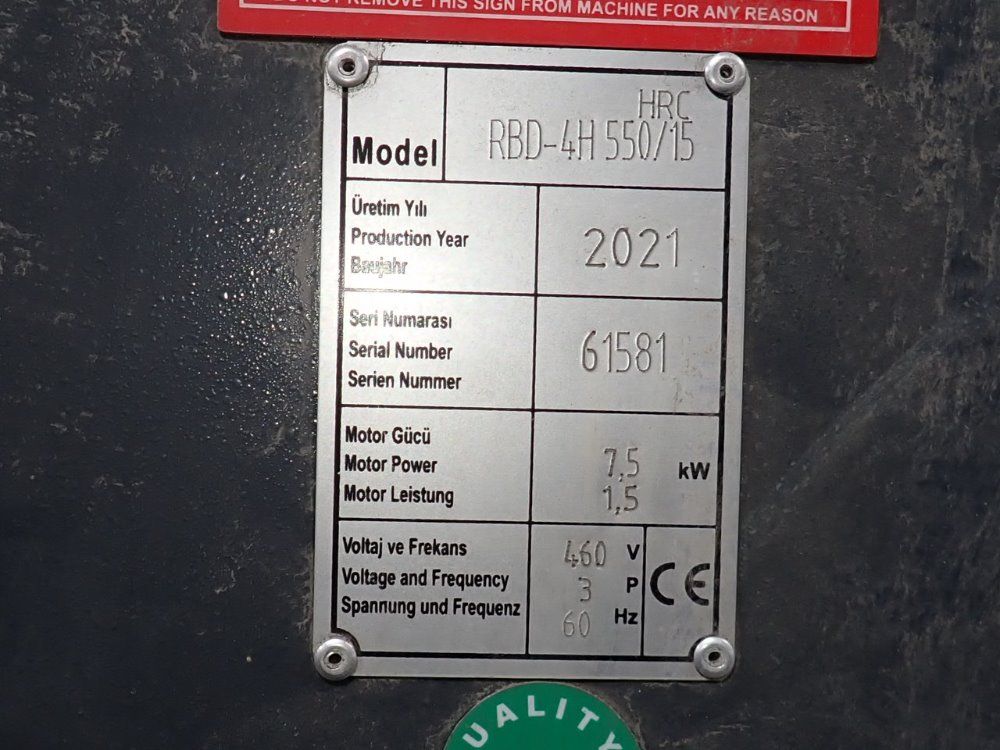 Kaast Machine Tools 61" Hydraulic Plate Roller - Hrc Rbd-4h 1550/15