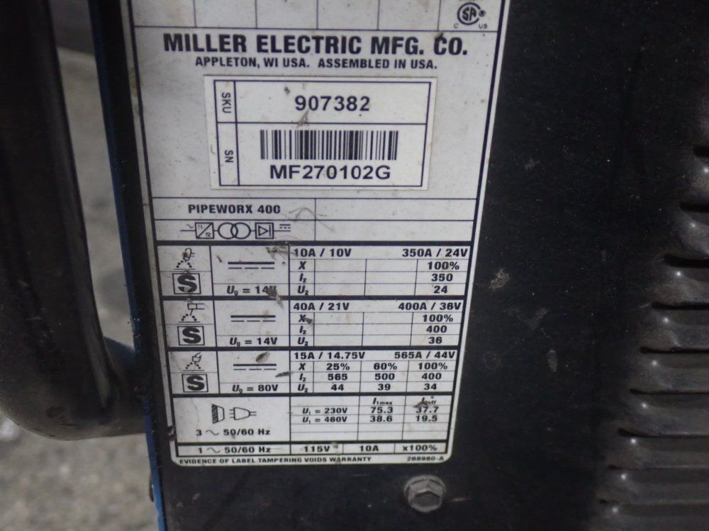 Miller Electric 565 Amps Welder - Pipeworx 400