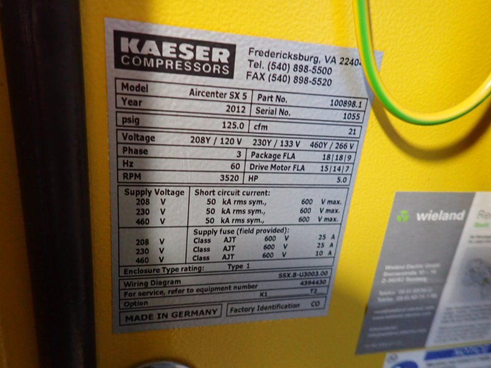 Kaeser Compressors 5 Hp Air Compressor - Aircenter Sx 5