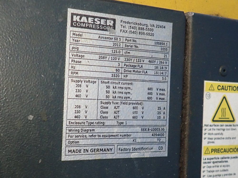 Kaeser Compressors 5 Hp Air Compressor - Aircenter Sx 5